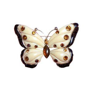 Butterfly Brooch Rhinestone Fairy Festival Pin Costume Boho Gold Statement‎